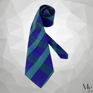 Turnbull & Asser Blue Plaids & Cheks Silk Tie Hand Made In England 57”-3.7" E.C